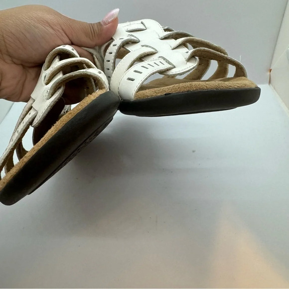 Dr Scholls Woman Sandals Size 6W White Leather Straps Gel Cushion - Picture 9 of 9